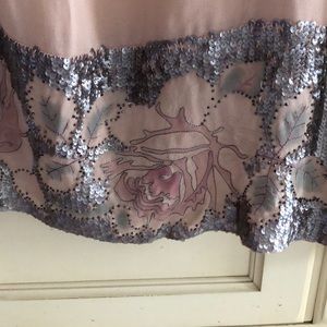 DKNY silk sequin tank tunic in blush